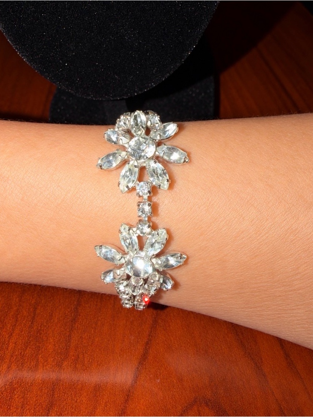 Vintage Signed B. David Mid-Century Rhinestone Statement Bracelet